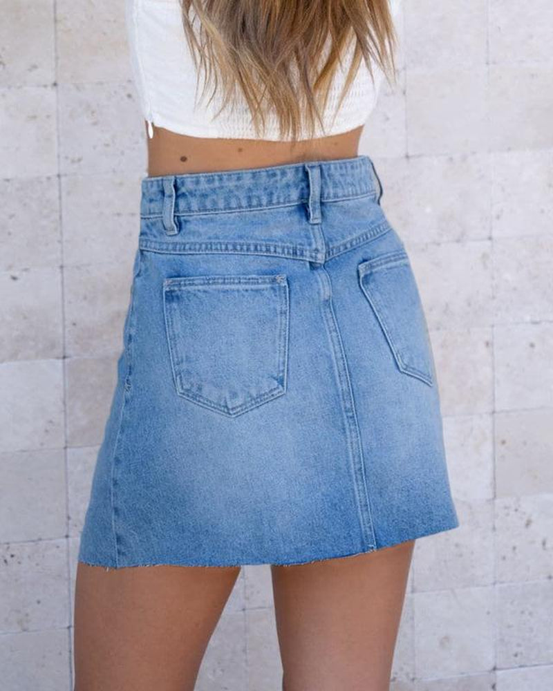 Asymmetrical Mini Denim Skirt