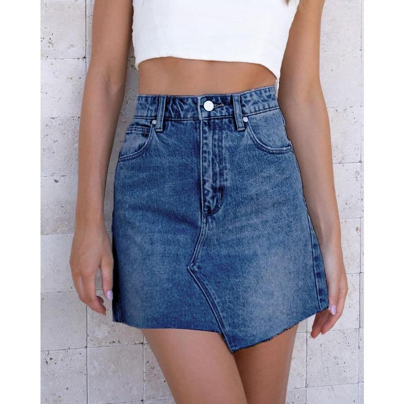 Asymmetrical Mini Denim Skirt