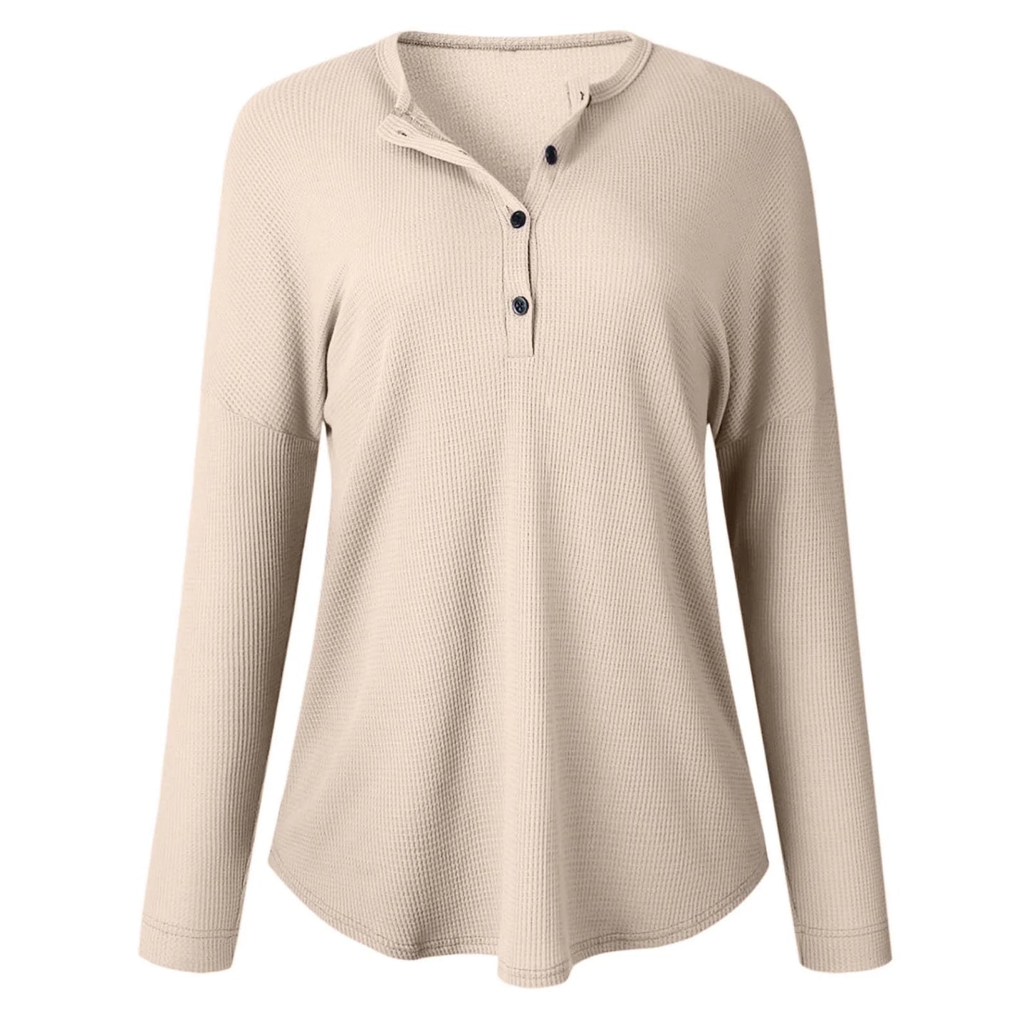 Waffle Knit Button Top