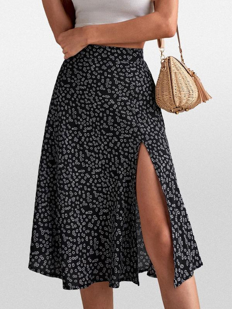 Floral High Waist Midi Skirt