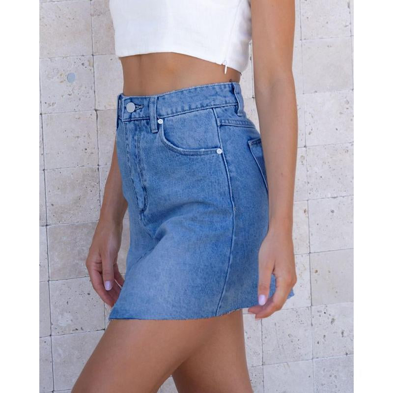 Asymmetrical Mini Denim Skirt