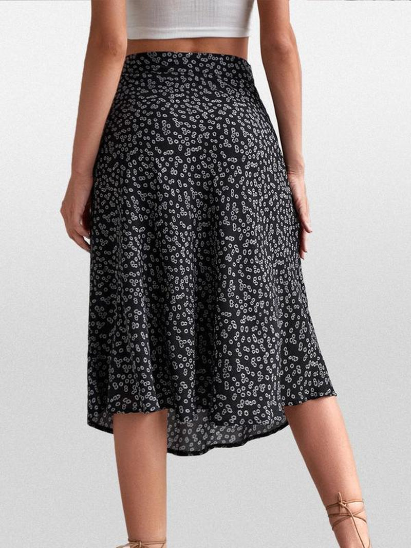 Floral High Waist Midi Skirt