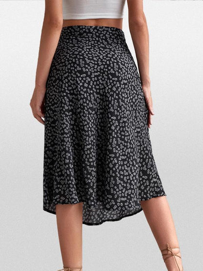 Floral High Waist Midi Skirt