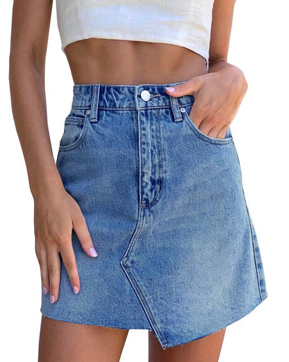 Asymmetrical Mini Denim Skirt
