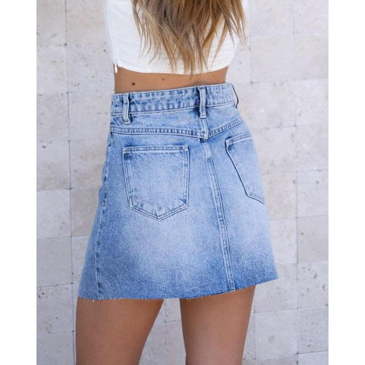 Asymmetrical Mini Denim Skirt