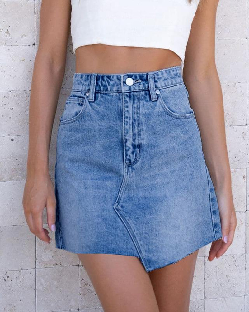 Asymmetrical Mini Denim Skirt