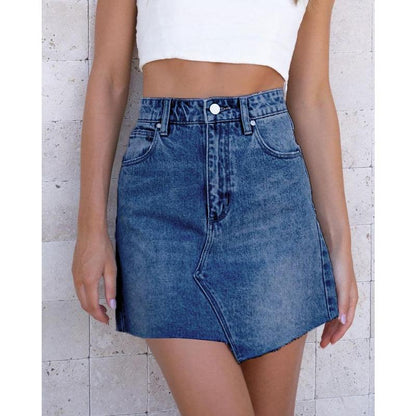 Asymmetrical Mini Denim Skirt