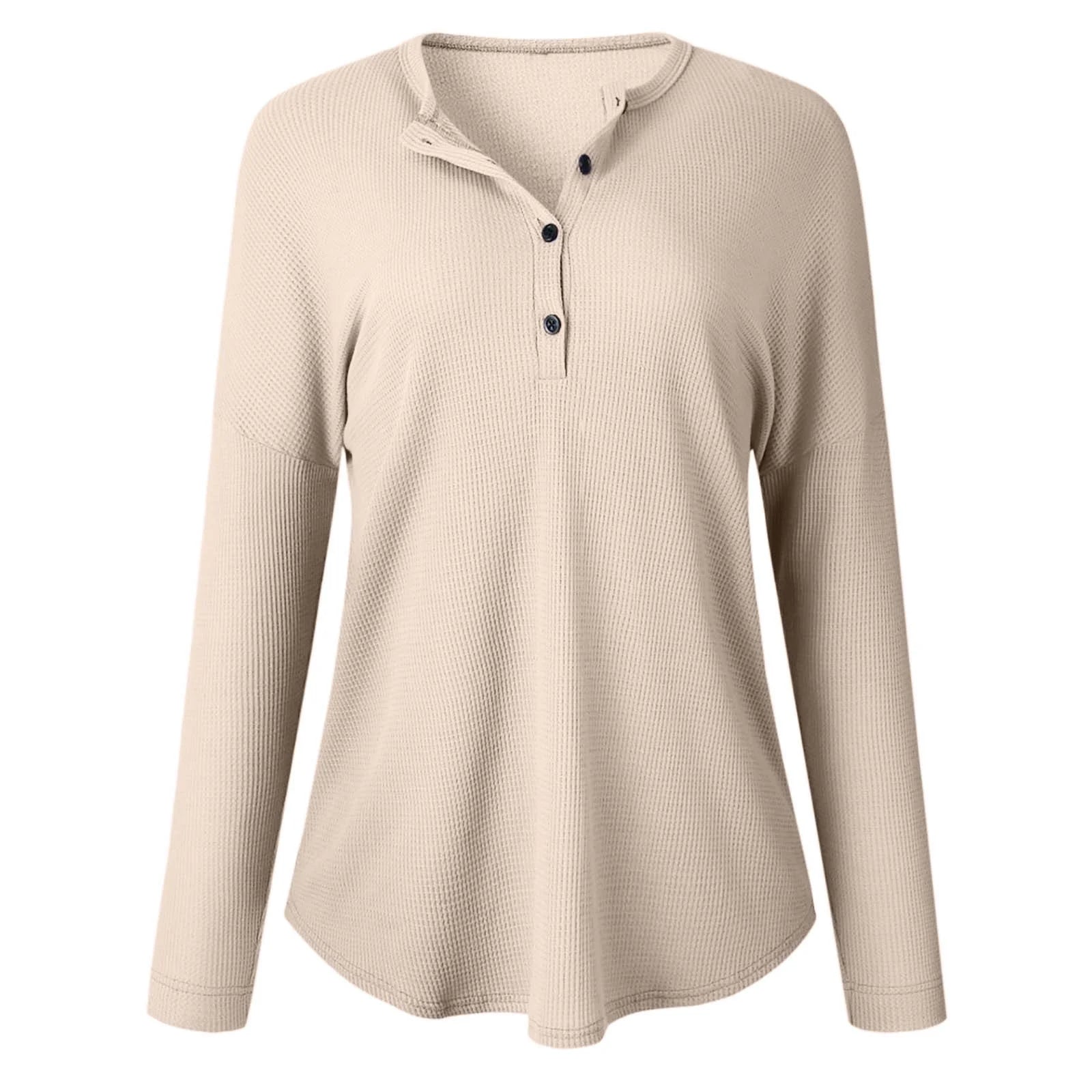 Waffle Knit Button Top