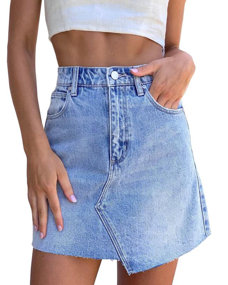 Asymmetrical Mini Denim Skirt
