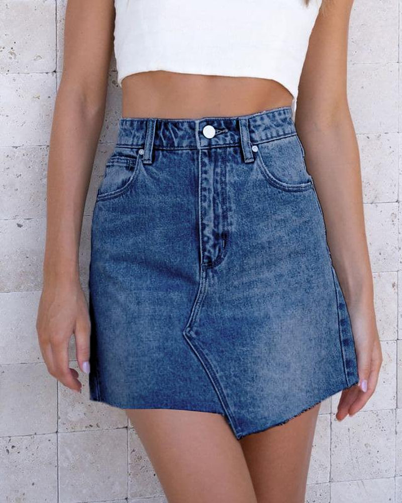 Asymmetrical Mini Denim Skirt