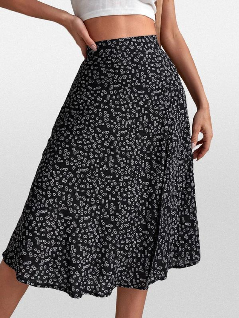 Floral High Waist Midi Skirt