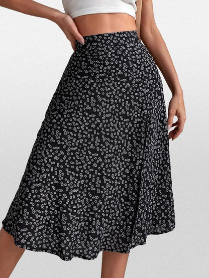 Floral High Waist Midi Skirt
